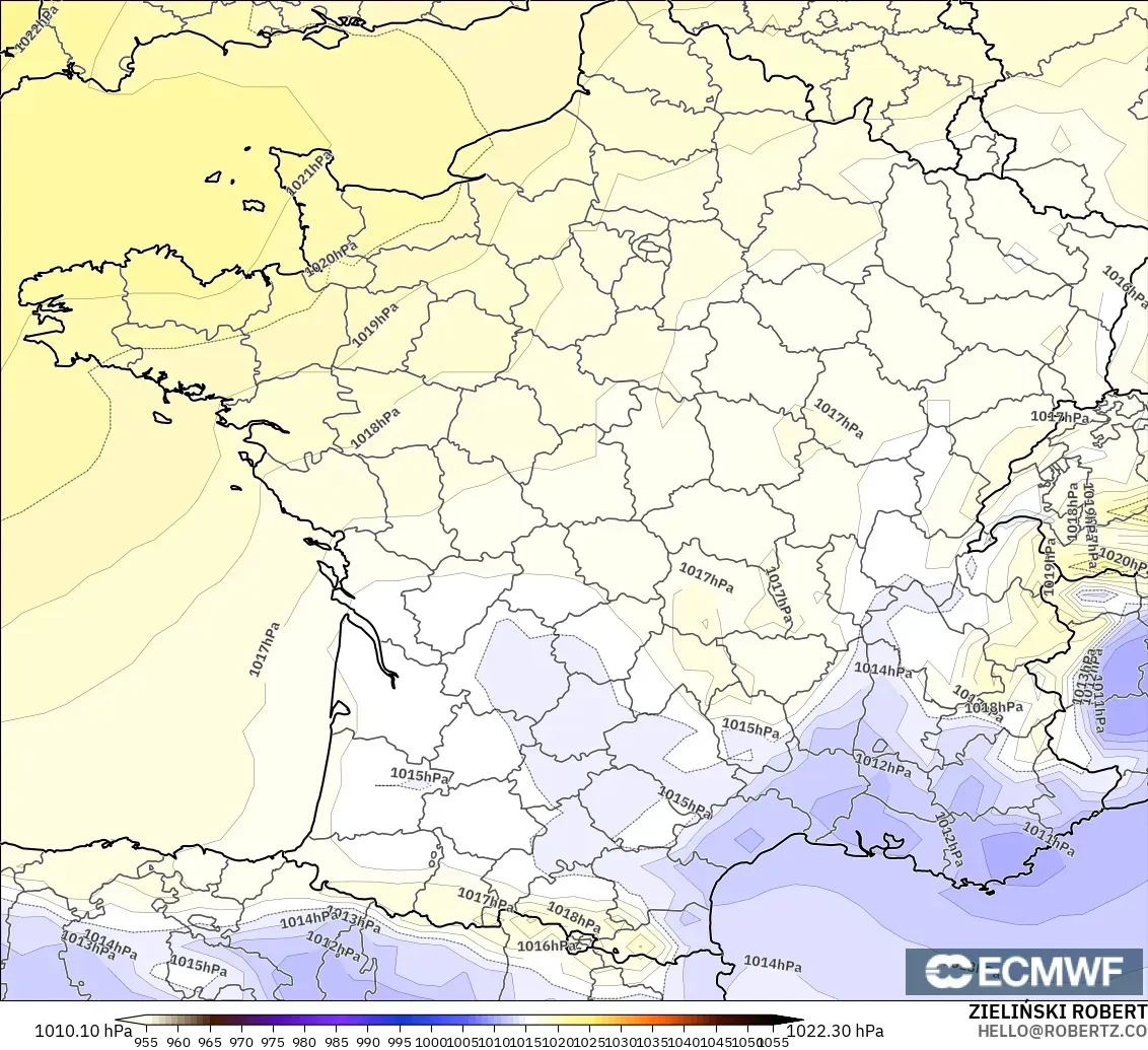 ECMWF IFS 0.25° modelo - Francia, Presión
