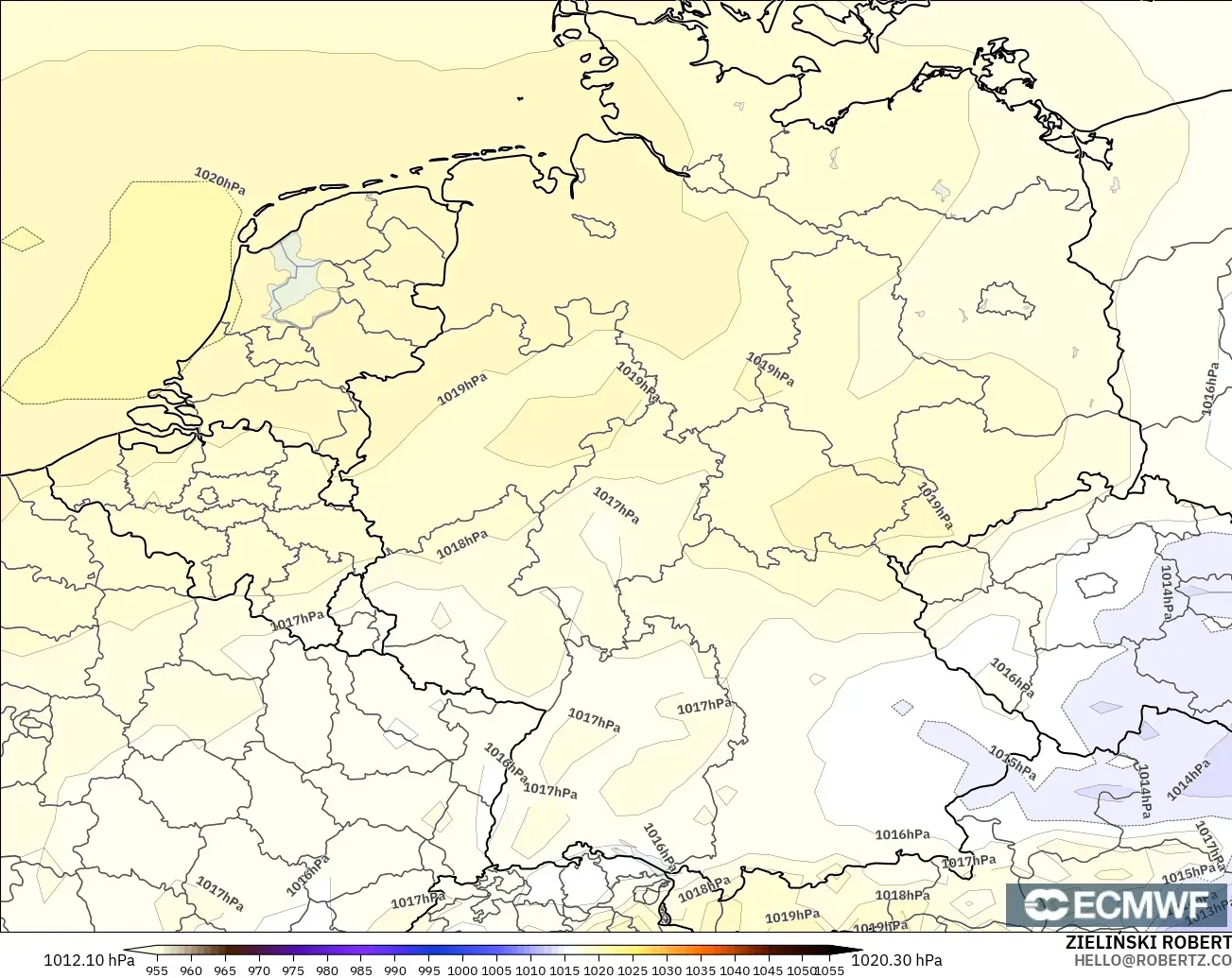 ECMWF IFS 0.25° modelo - Alemania, Presión