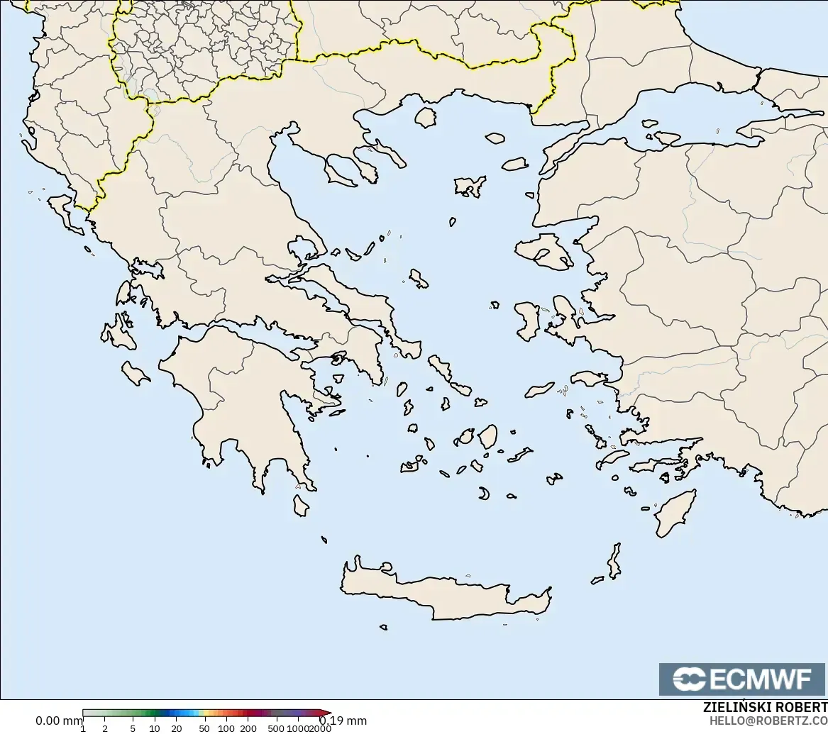 ECMWF IFS 0.25° modelo - Grecia, Acumulación de precipitación