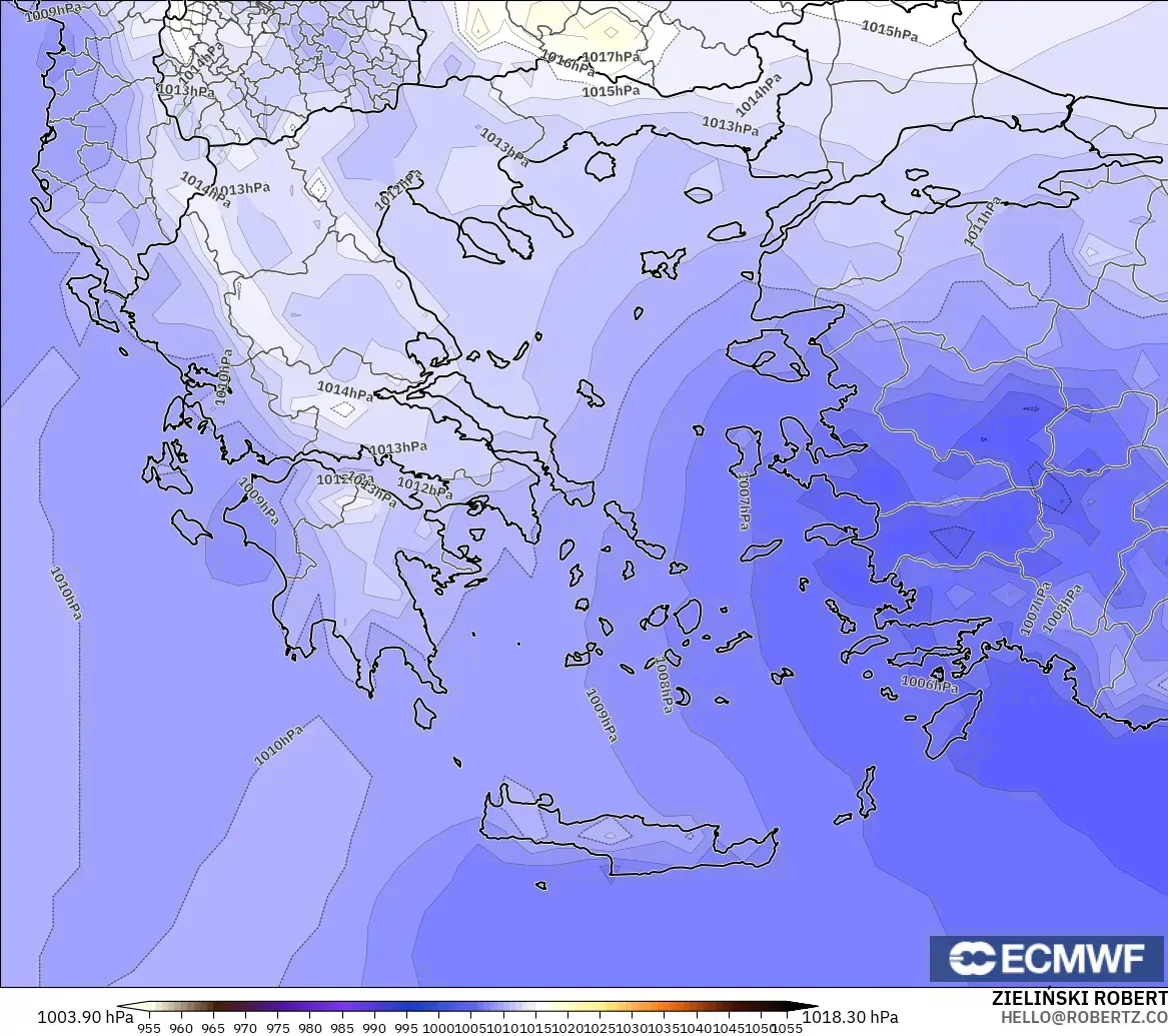 ECMWF IFS 0.25° modelo - Grecia, Presión