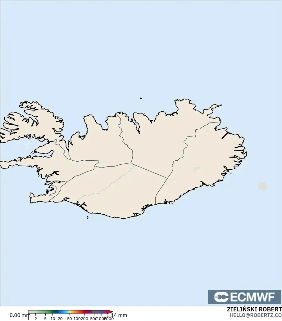 ECMWF IFS 0.25° modelo - Islandia, Acumulación de precipitación