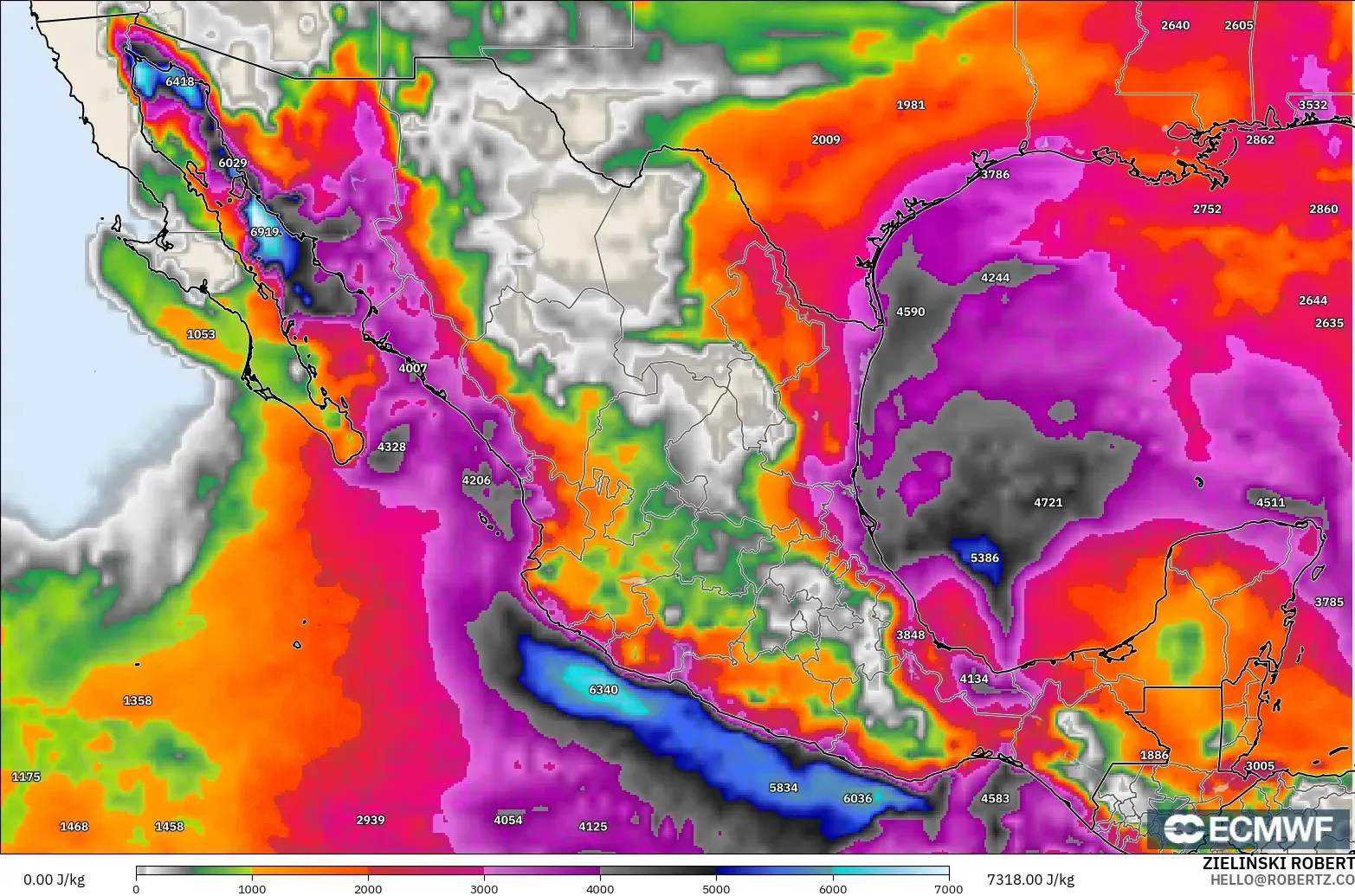 ECMWF IFS 0.25° modelo - México, CAPE