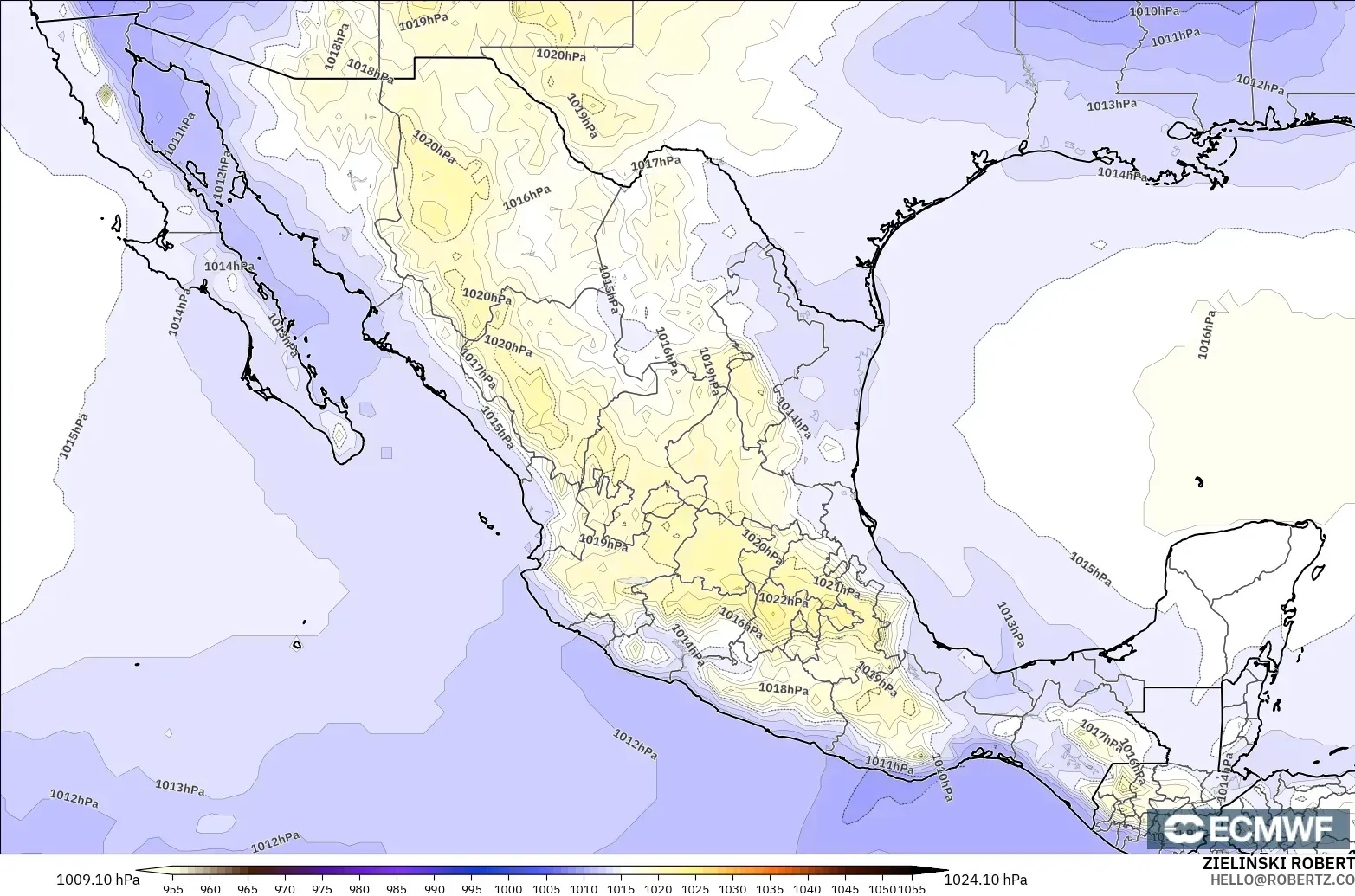 ECMWF IFS 0.25° modelo - México, Presión
