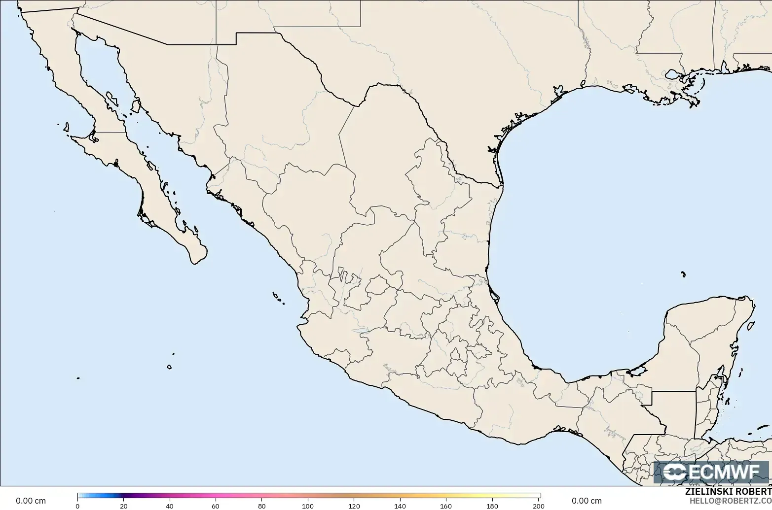 ECMWF IFS 0.25° modelo - México, Profundidad de nieve