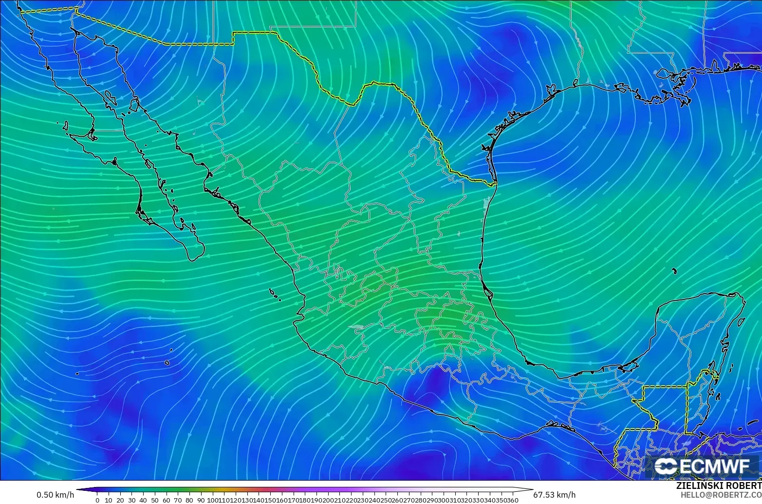 ECMWF IFS 0.25° modelo - México, Viento a 300 hPa (corriente en chorro)