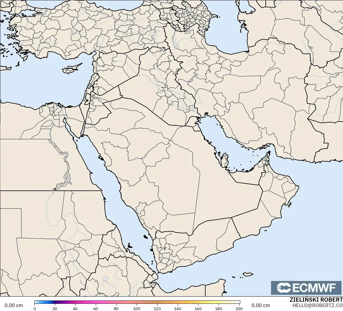 ECMWF IFS 0.25° modelo - Oriente Medio, Profundidad de nieve