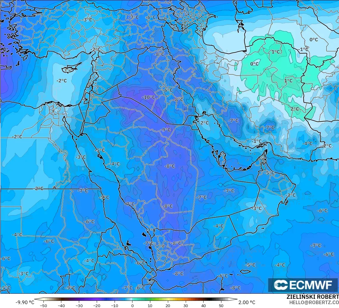 ECMWF IFS 0.25° modelo - Oriente Medio, Temperatura a 500 hPa