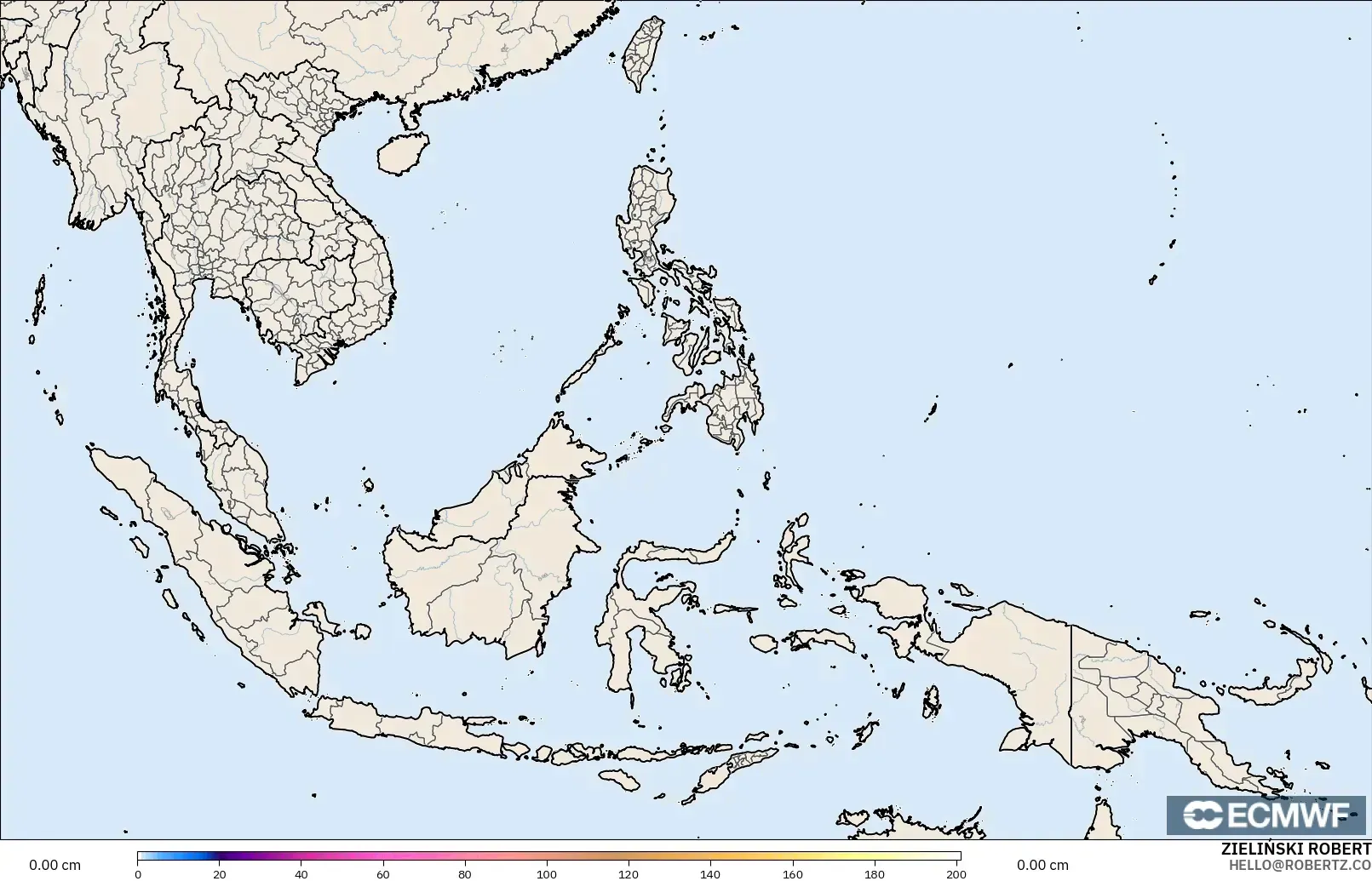 ECMWF IFS 0.25° modelo - Sudeste Asiático, Profundidad de nieve