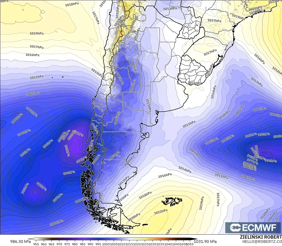 ECMWF IFS 0.25° modelo - Argentina, Presión
