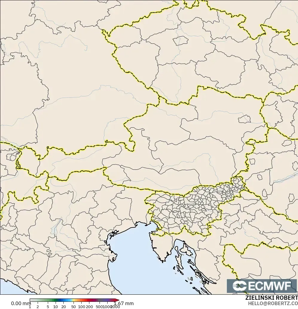 ECMWF IFS 0.25° modelo - Austria, Acumulación de precipitación