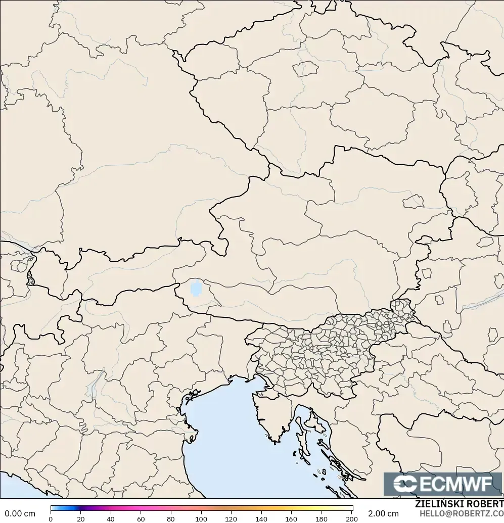 ECMWF IFS 0.25° modelo - Austria, Profundidad de nieve