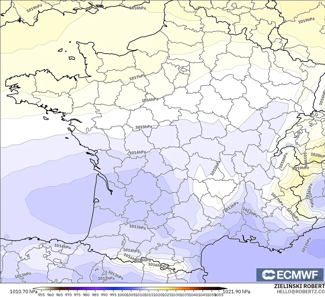 ECMWF IFS 0.25° modelo - Francia, Presión