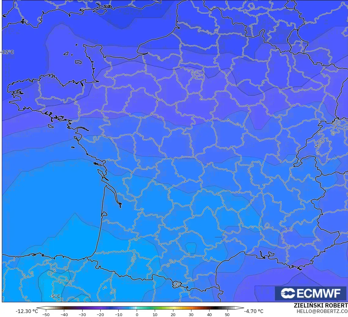 ECMWF IFS 0.25° modelo - Francia, Temperatura a 500 hPa