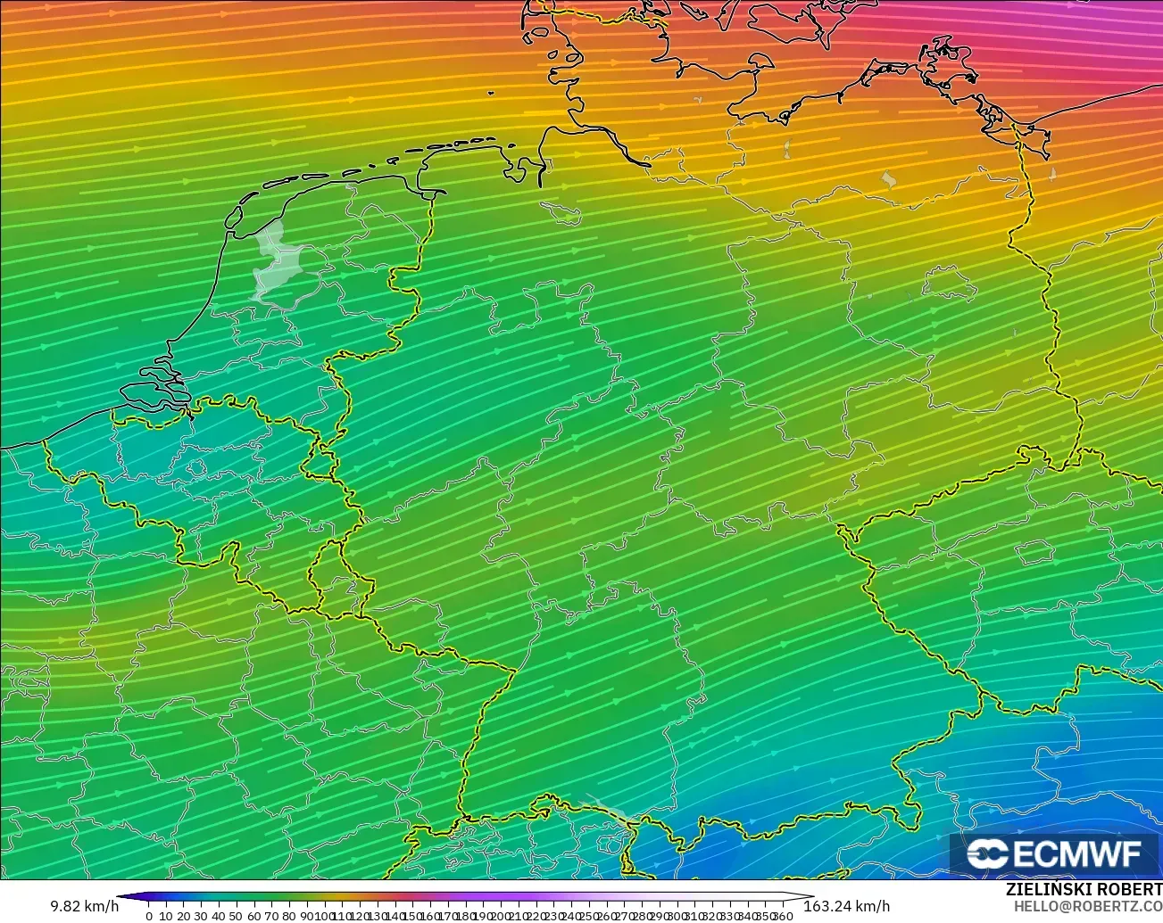 ECMWF IFS 0.25° modelo - Alemania, Viento a 300 hPa (corriente en chorro)