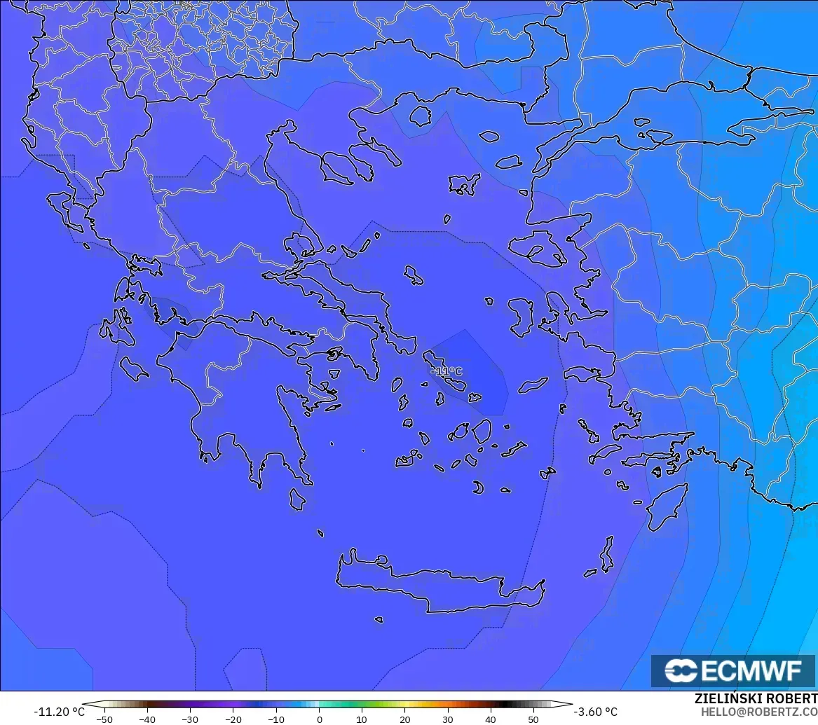 ECMWF IFS 0.25° modelo - Grecia, Temperatura a 500 hPa