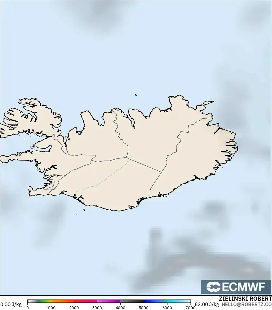 ECMWF IFS 0.25° modelo - Islandia, CAPE