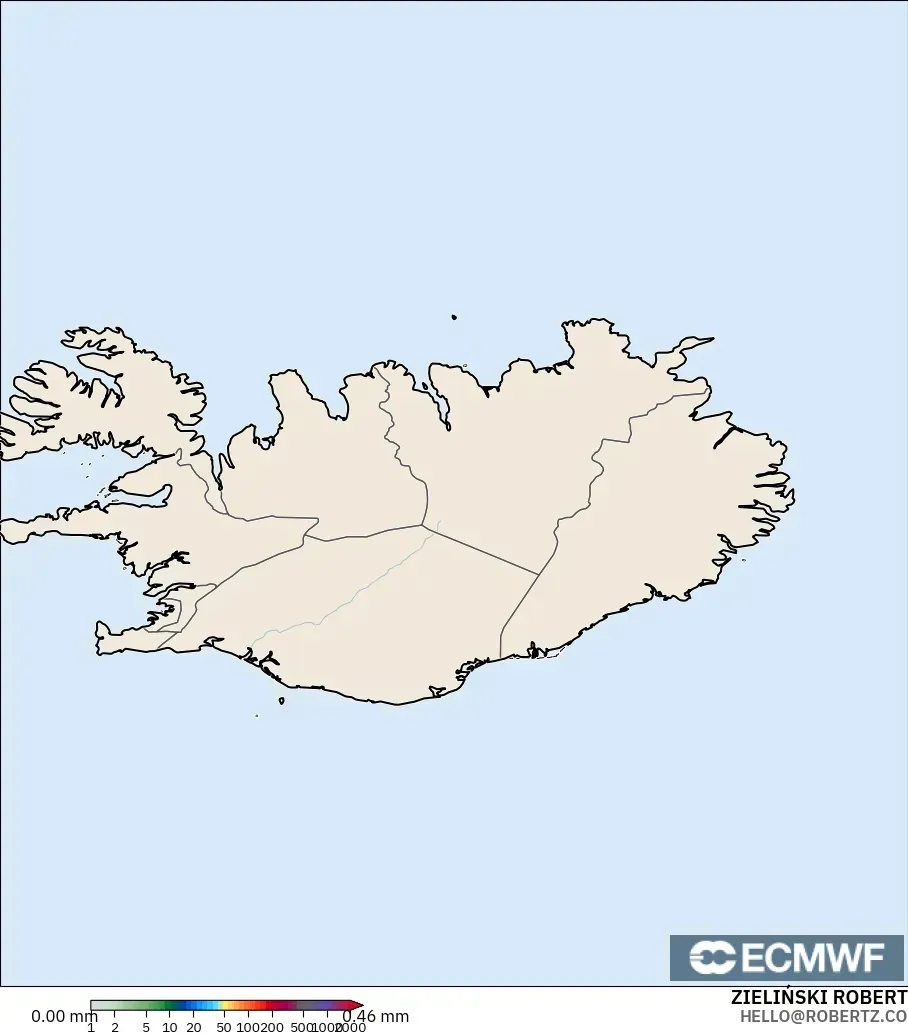 ECMWF IFS 0.25° modelo - Islandia, Acumulación de precipitación