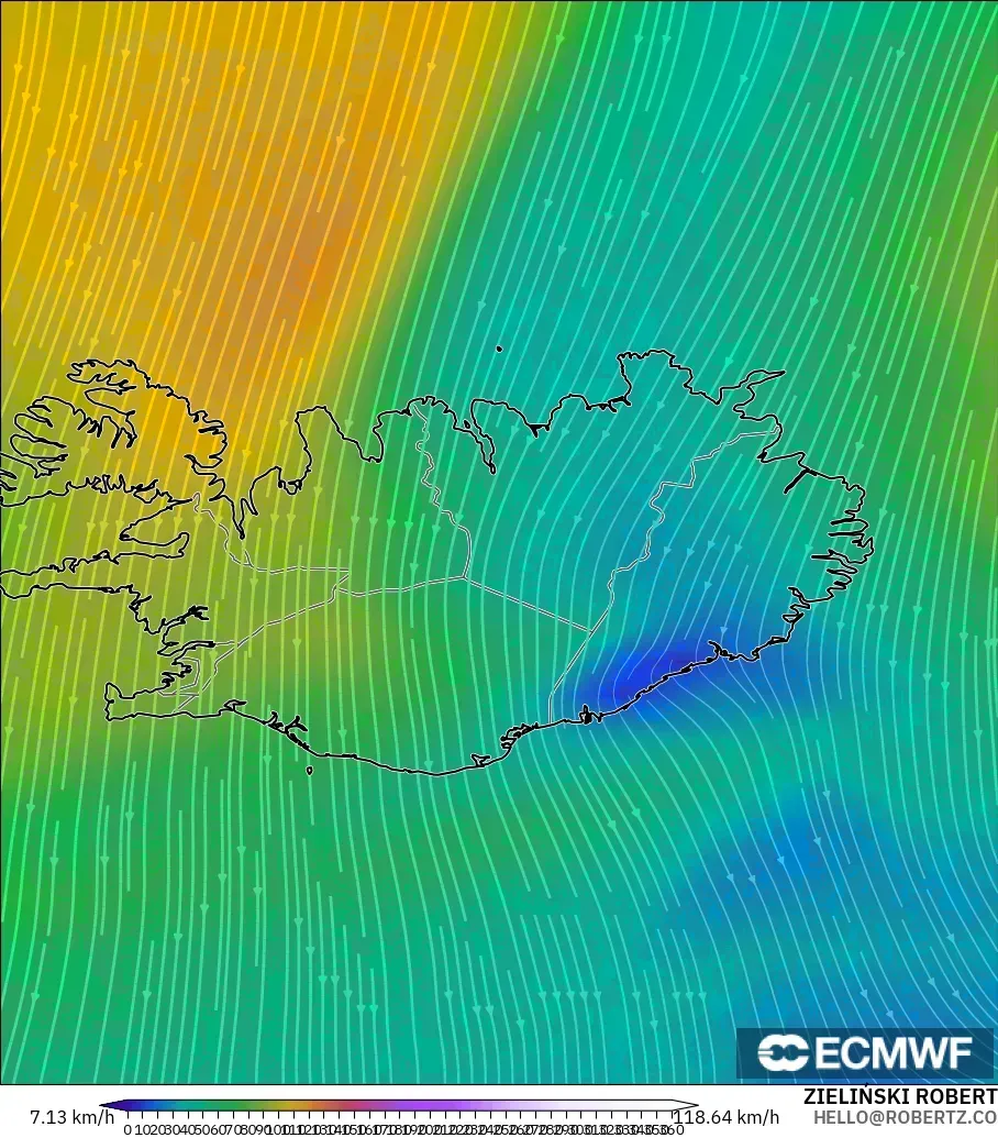 ECMWF IFS 0.25° modelo - Islandia, Viento a 300 hPa (corriente en chorro)