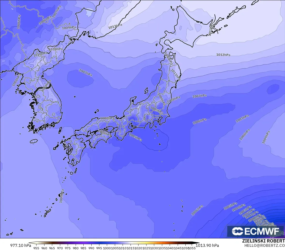 ECMWF IFS 0.25° modelo - Japón, Presión
