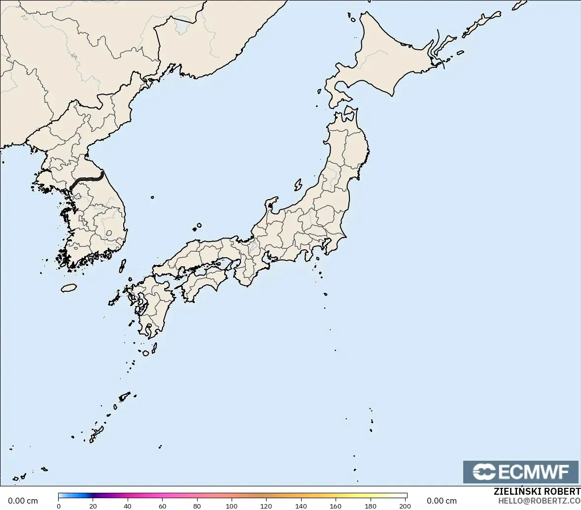 ECMWF IFS 0.25° modelo - Japón, Profundidad de nieve