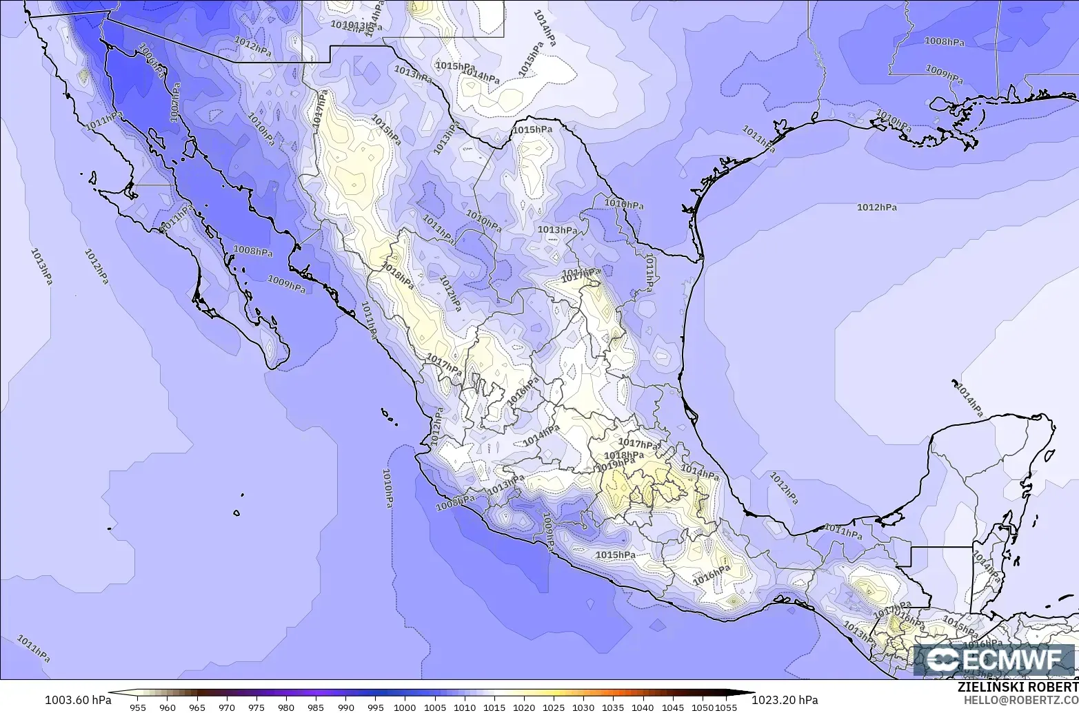 ECMWF IFS 0.25° modelo - México, Presión