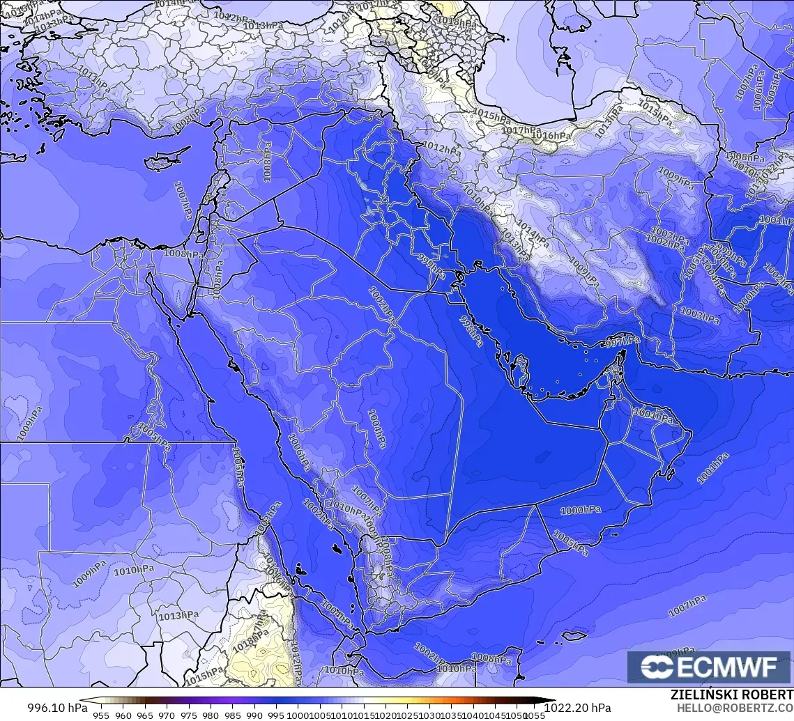 ECMWF IFS 0.25° modelo - Oriente Medio, Presión