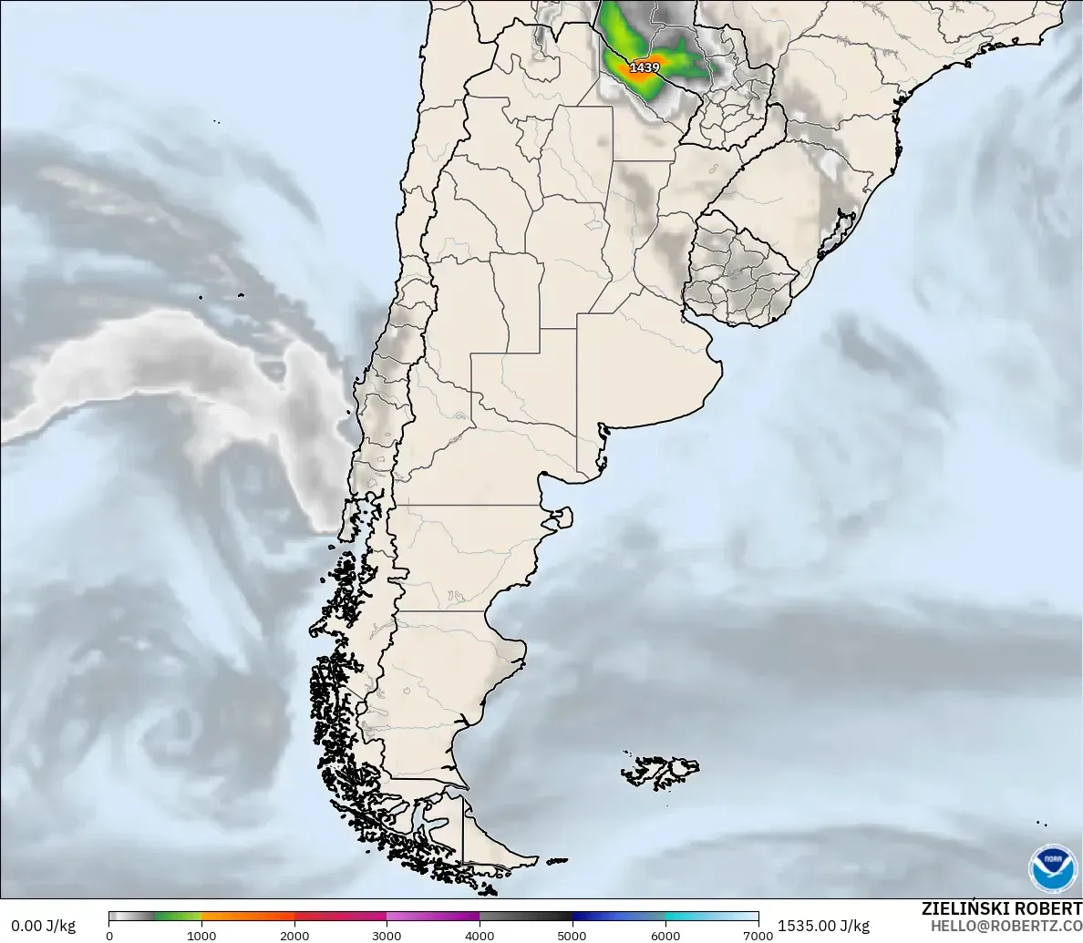 GFS modelo - Argentina, CAPE