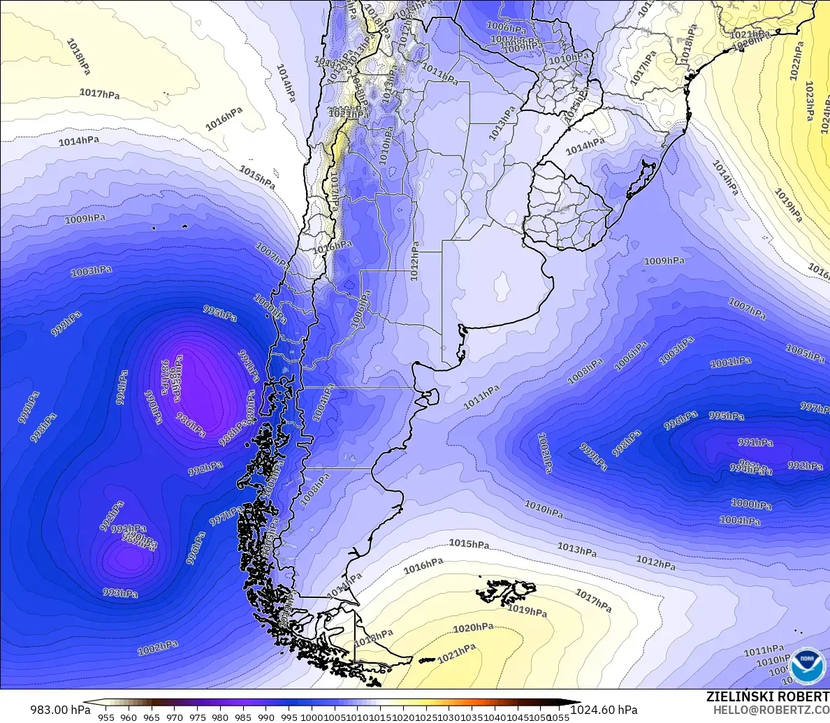 GFS modelo - Argentina, Presión