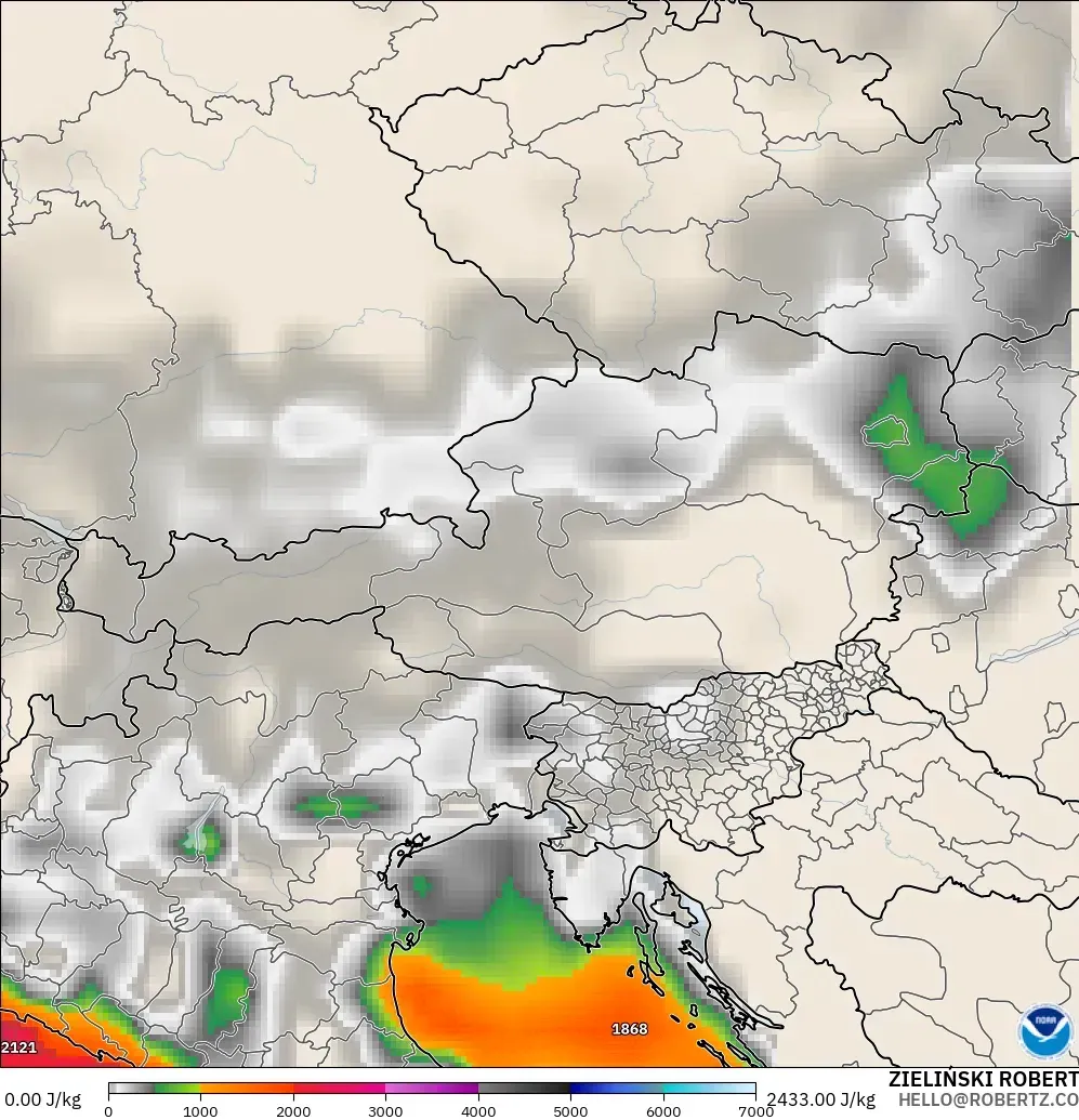 GFS modelo - Austria, CAPE