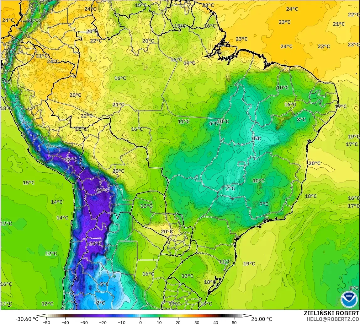 GFS modelo - Brasil, Punto de rocío a 2 m