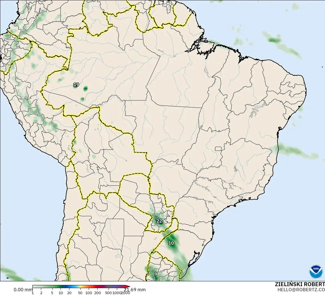 GFS modelo - Brasil, Acumulación de precipitación