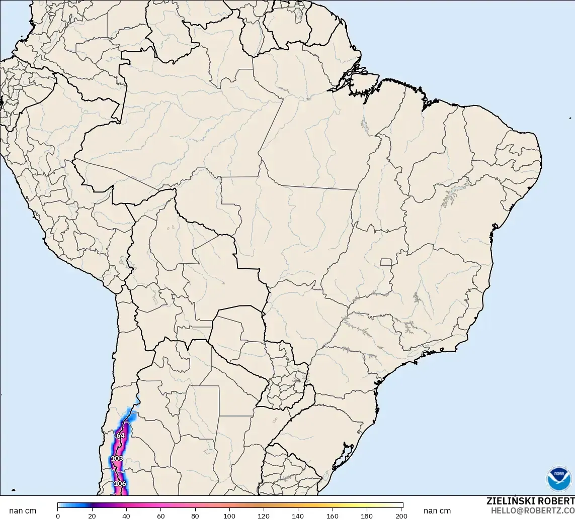 GFS modelo - Brasil, Profundidad de nieve