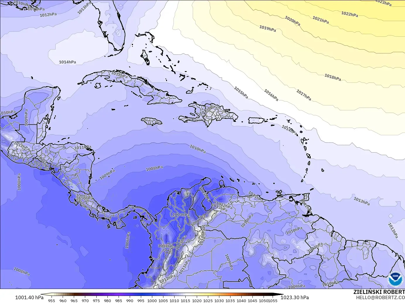 GFS modelo - Caribe, Presión