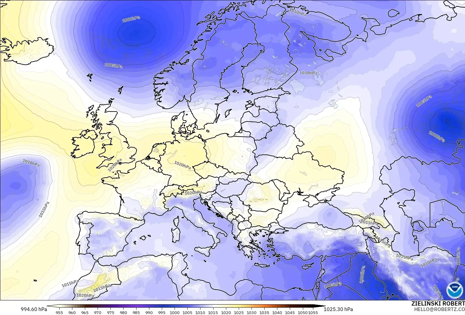 GFS modelo - Europa, Presión