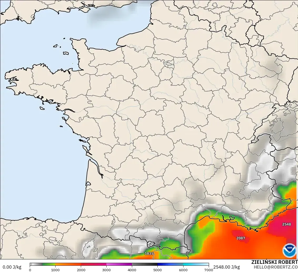 GFS modelo - Francia, CAPE