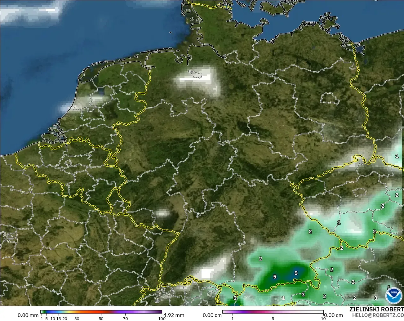 GFS modelo - Alemania, Precipitación, nubes y presión