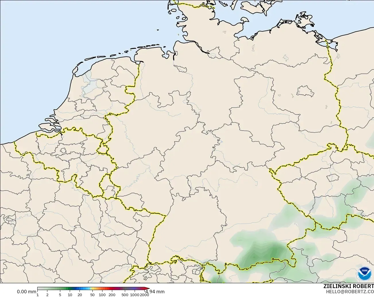 GFS modelo - Alemania, Acumulación de precipitación