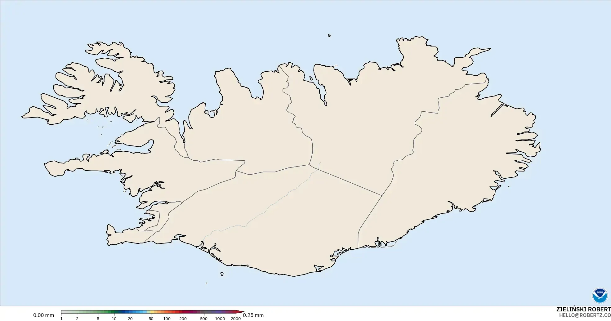 GFS modelo - Islandia, Acumulación de precipitación