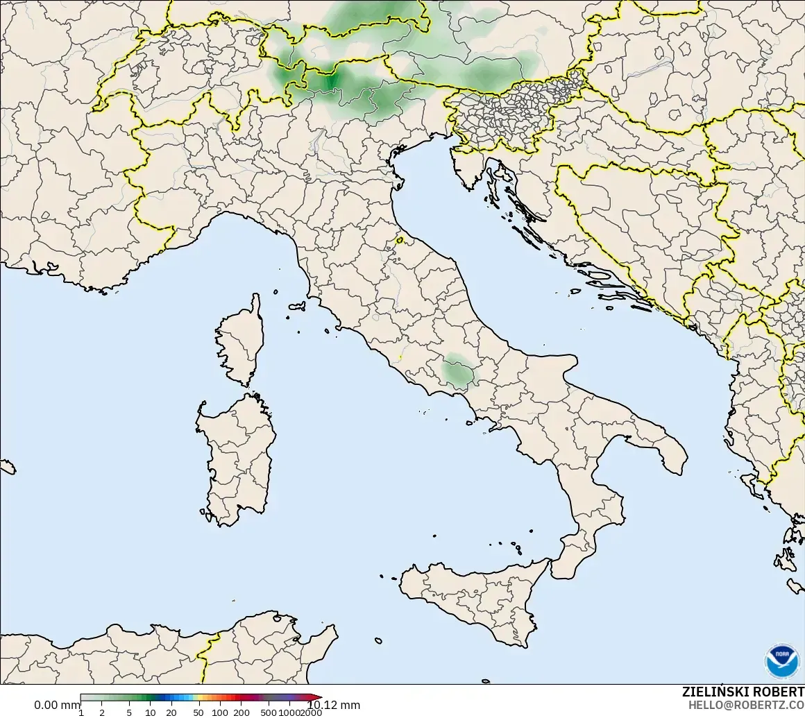 GFS modelo - Italia, Acumulación de precipitación