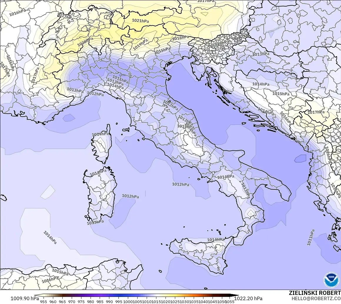 GFS modelo - Italia, Presión