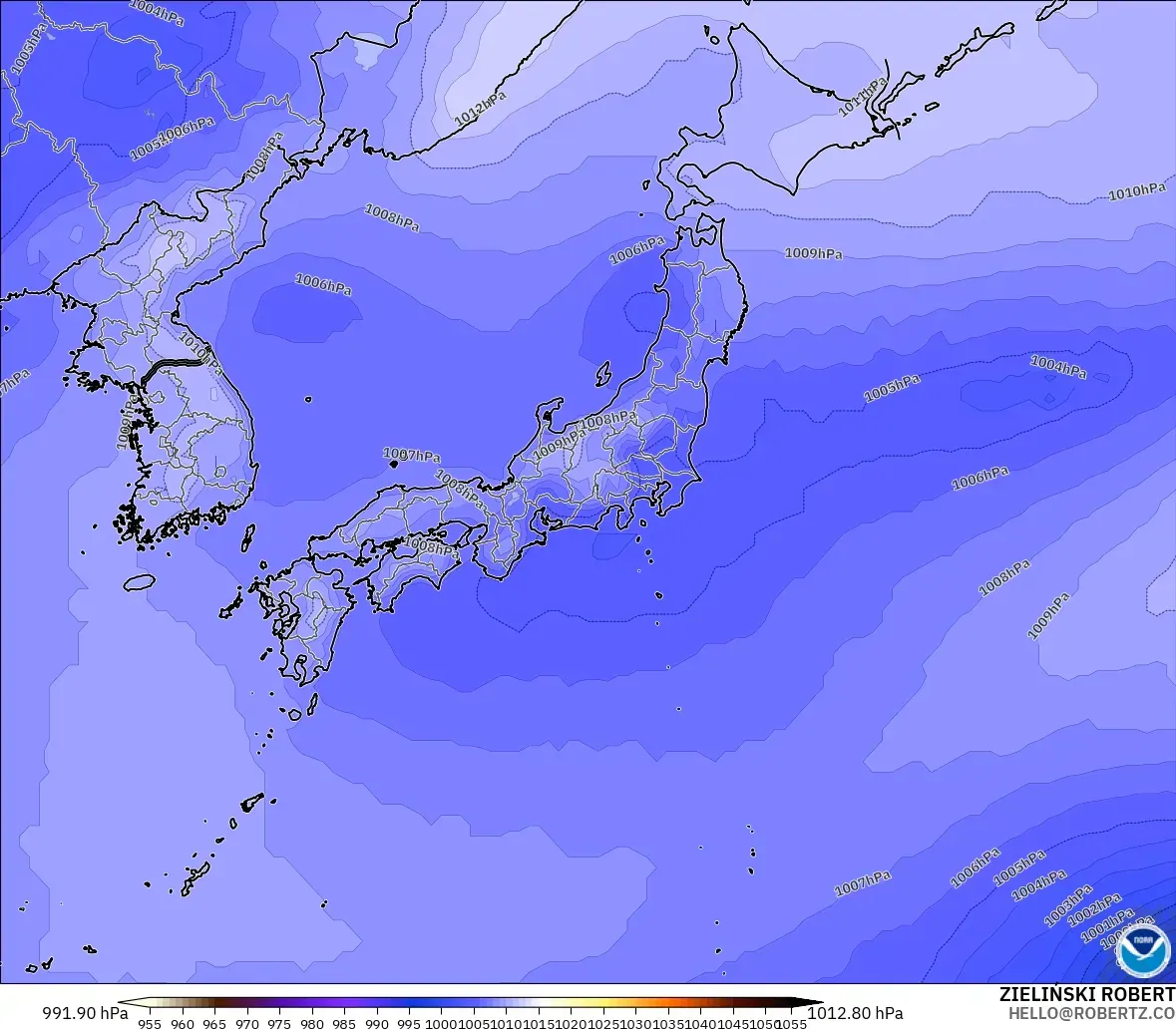 GFS modelo - Japón, Presión