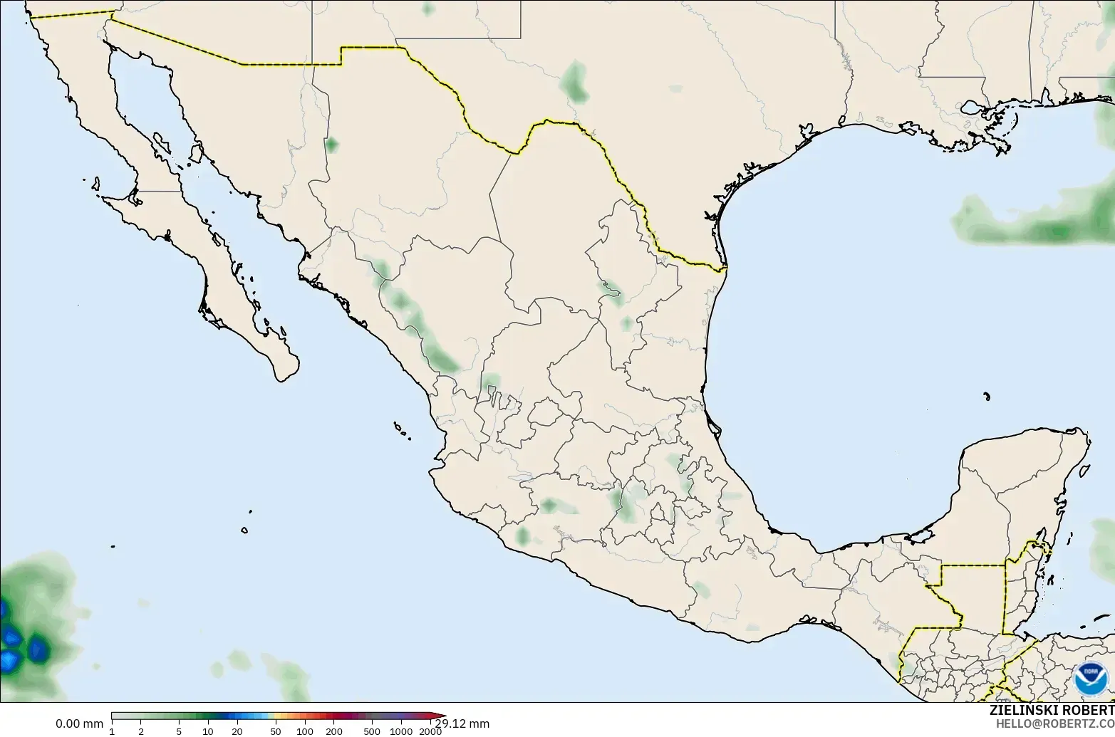 GFS modelo - México, Acumulación de precipitación