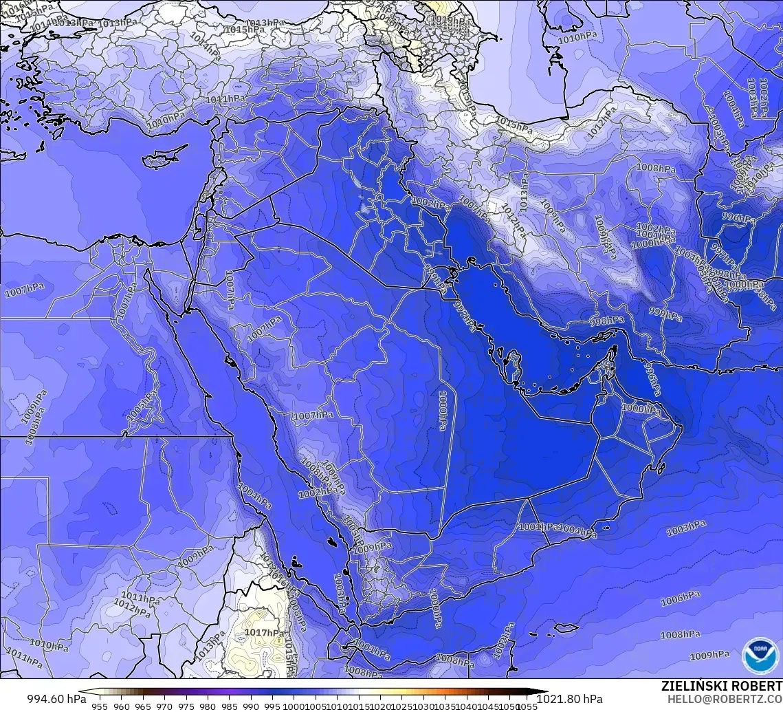 GFS modelo - Oriente Medio, Presión