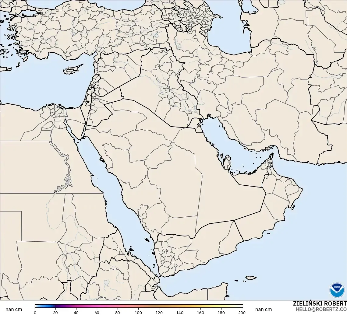 GFS modelo - Oriente Medio, Profundidad de nieve