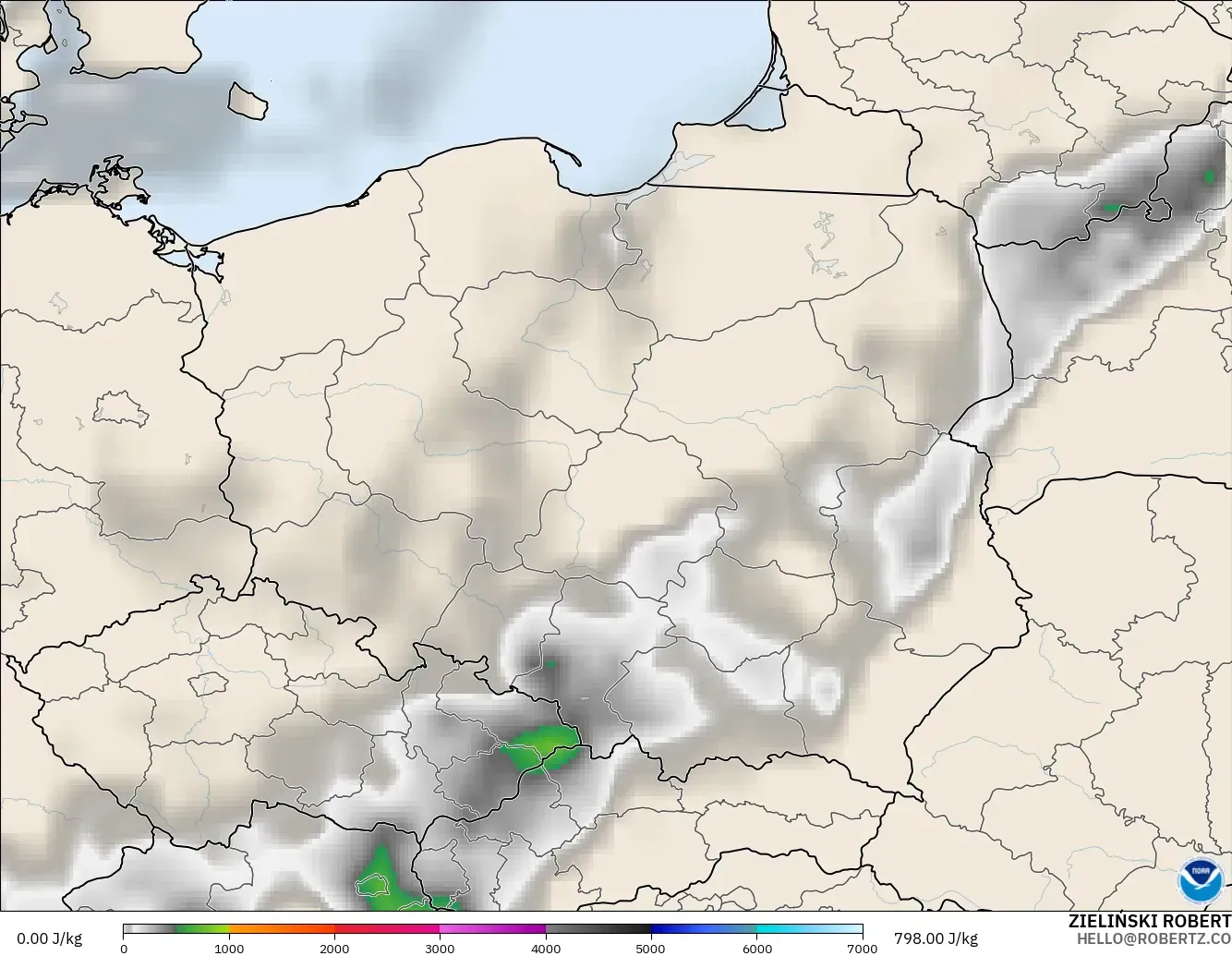 GFS modelo - Polonia, CAPE