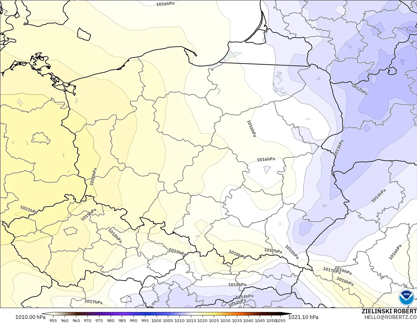 GFS modelo - Polonia, Presión