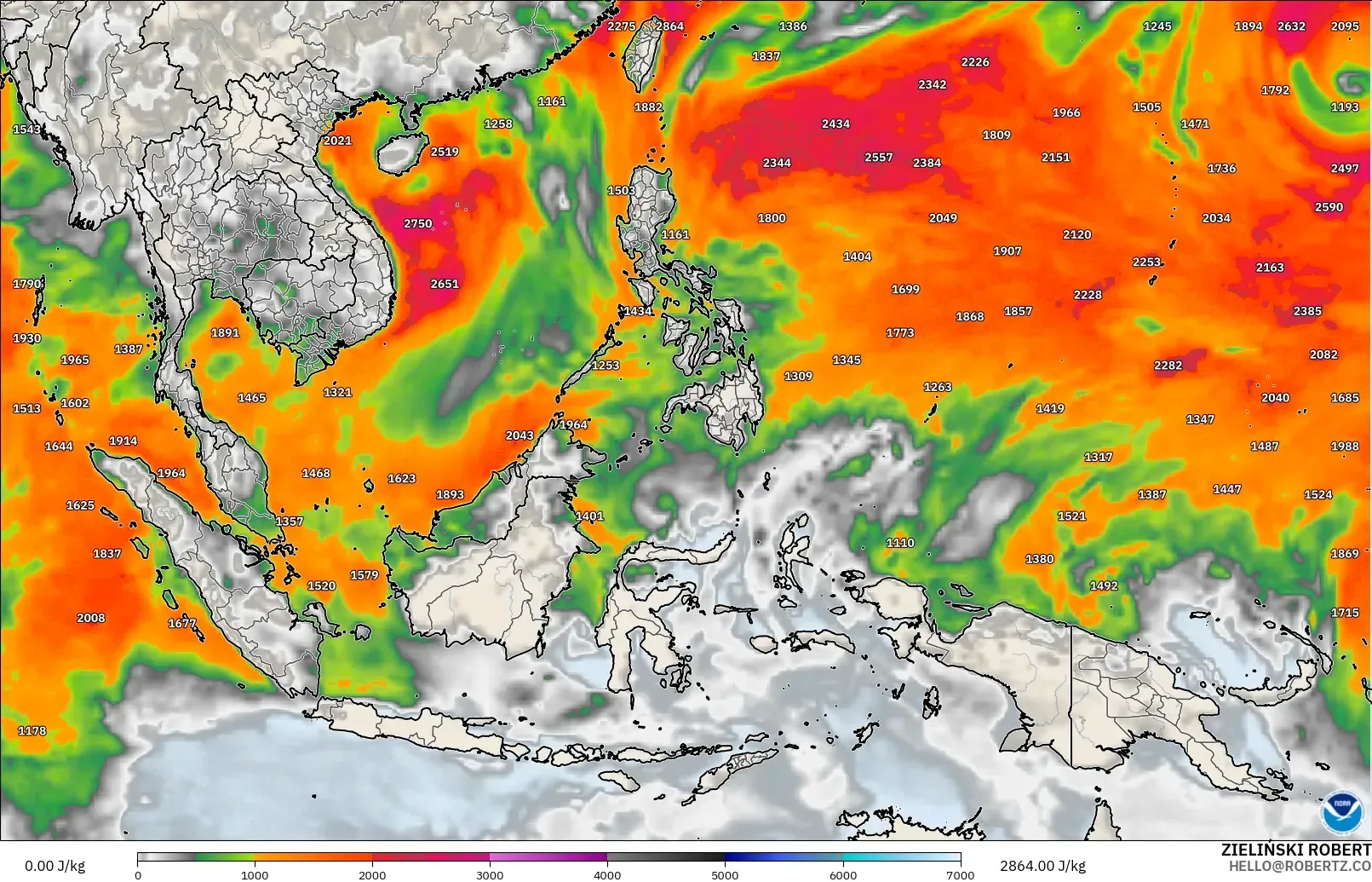 GFS modelo - Sudeste Asiático, CAPE
