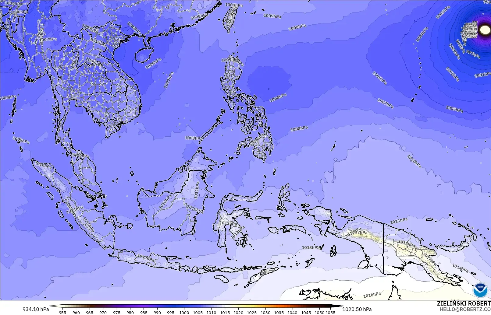 GFS modelo - Sudeste Asiático, Presión