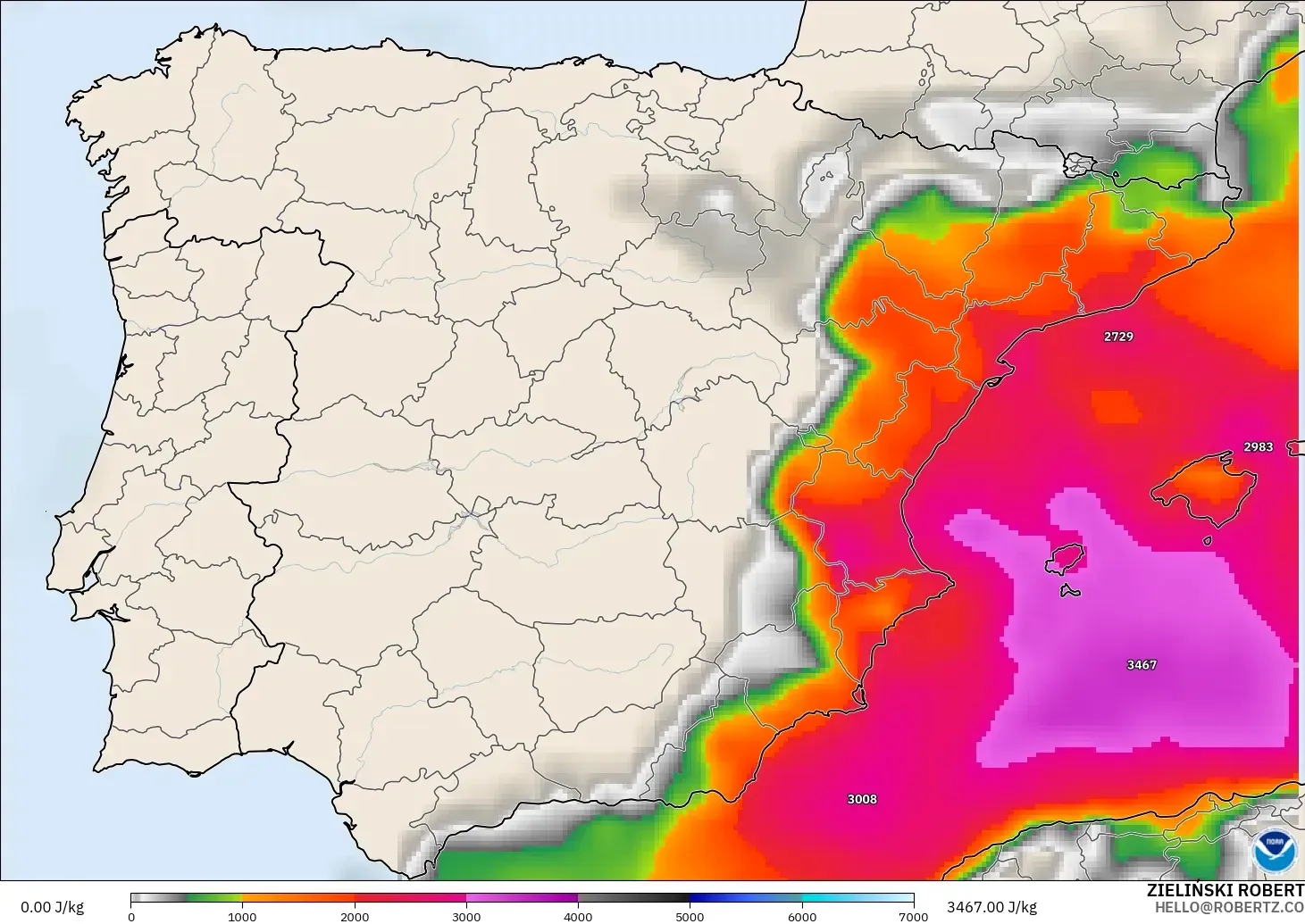 GFS modelo - España, CAPE