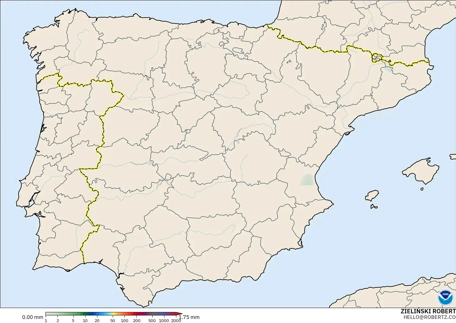 GFS modelo - España, Acumulación de precipitación
